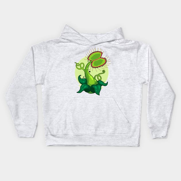 Hand Drawn Fly Trap Kids Hoodie by Mako Design 